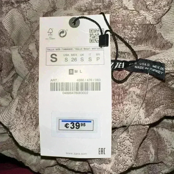 NWT! Zara Beige Floral Dress Size Small - Picture 16 of 16